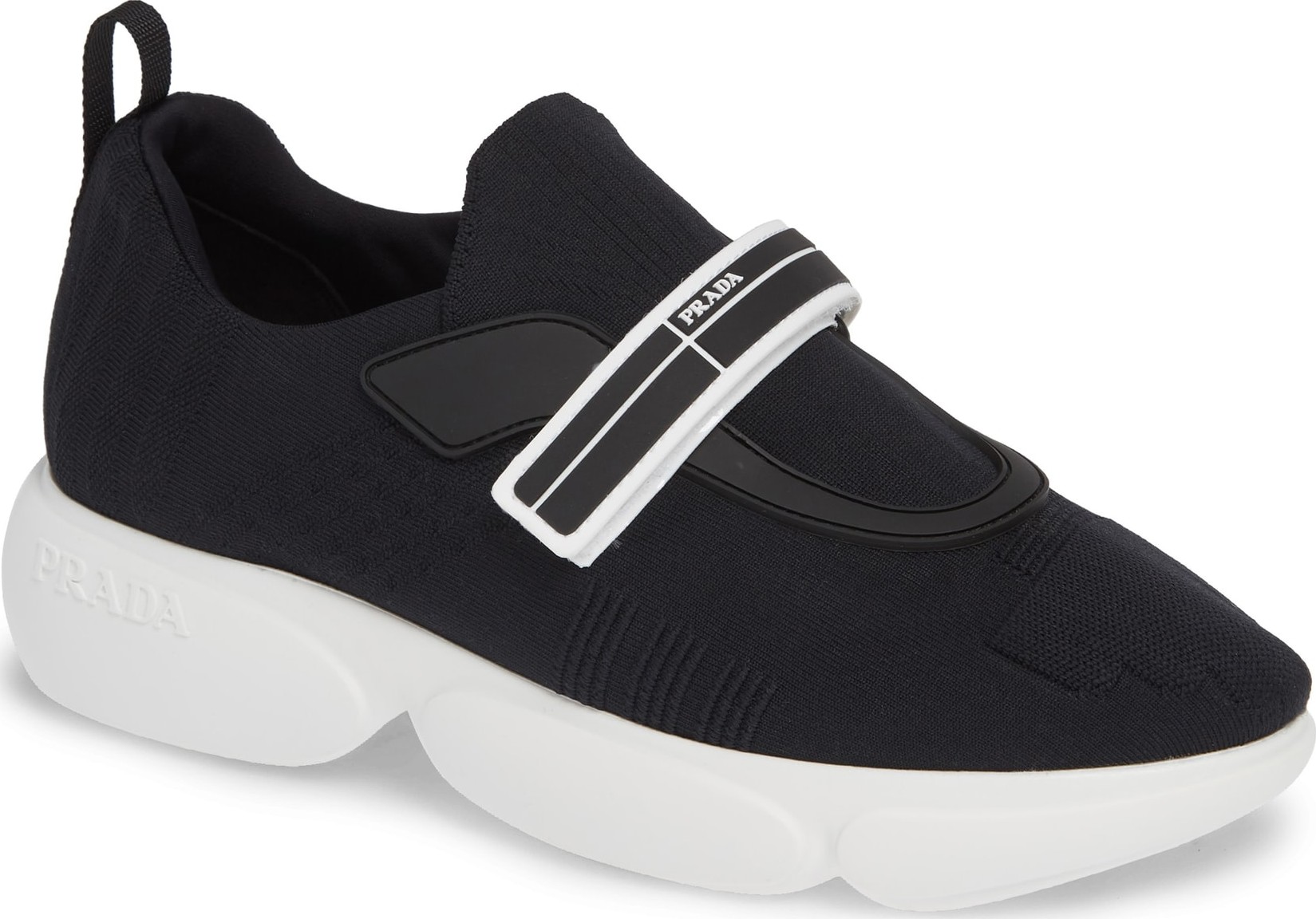 Prada Logo Strap Knit Sneaker