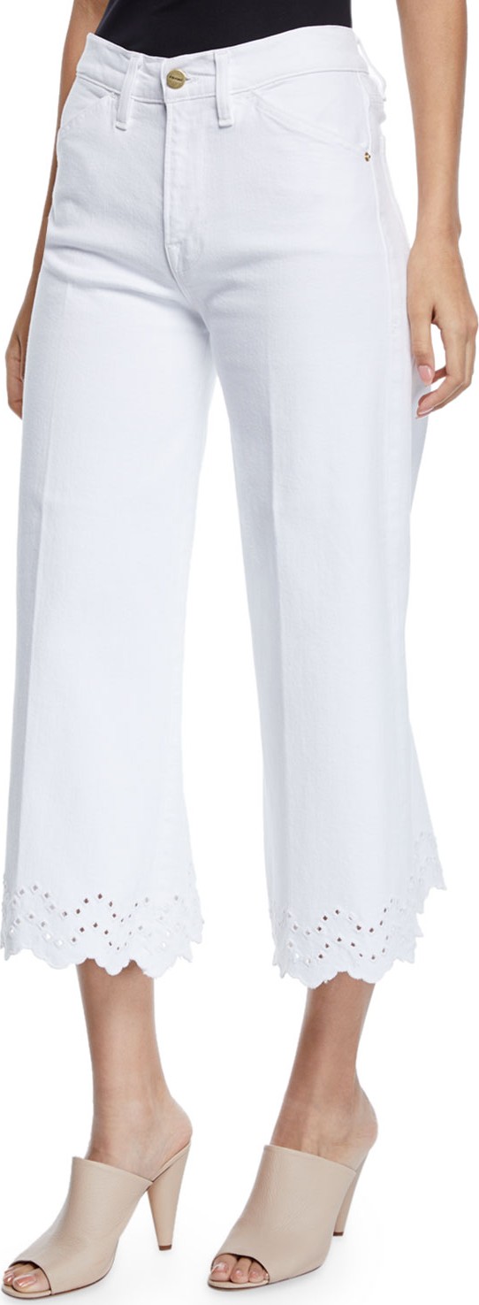 FRAME DENIM Schiffli Vintage High-Rise Cropped Jeans with Eyelet Hem