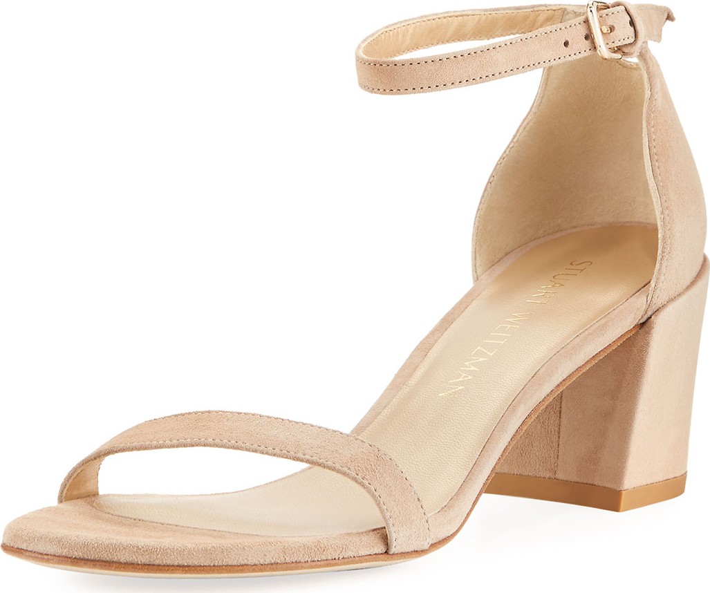 Stuart Weitzman Simple Suede Chunky-Heel City Sandal