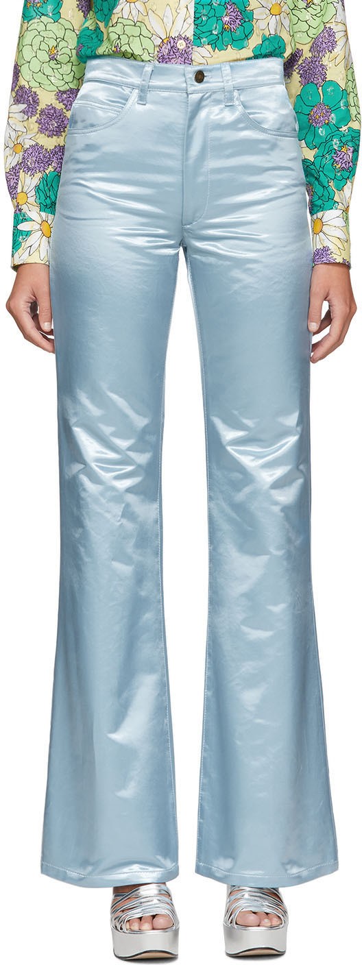MARC JACOBS Blue Satin Flare Trousers