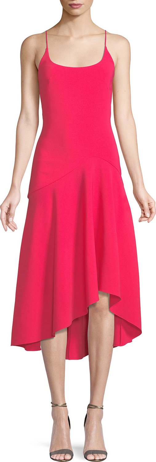 Theia Stretch Crepe Asymmetric Tank Dress