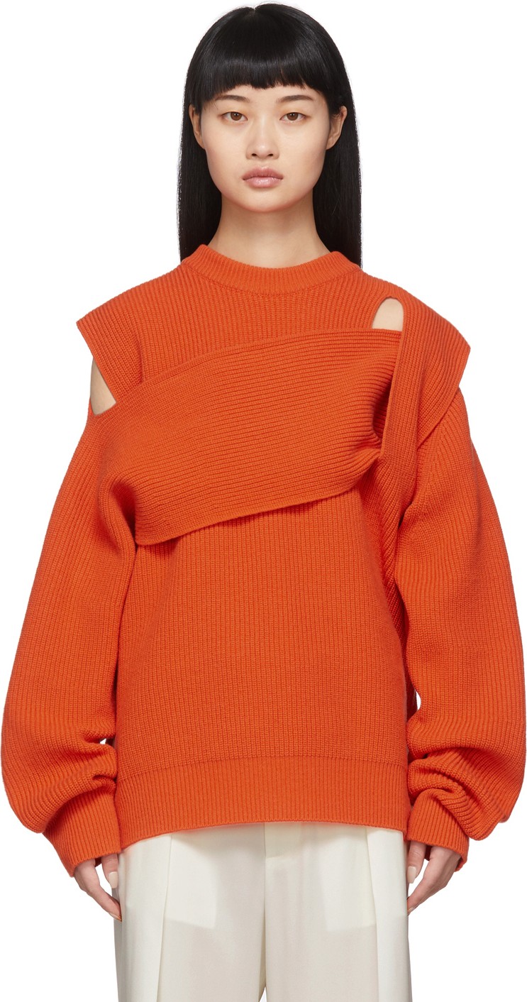 Bottega Veneta Orange Intrecciato Sweater