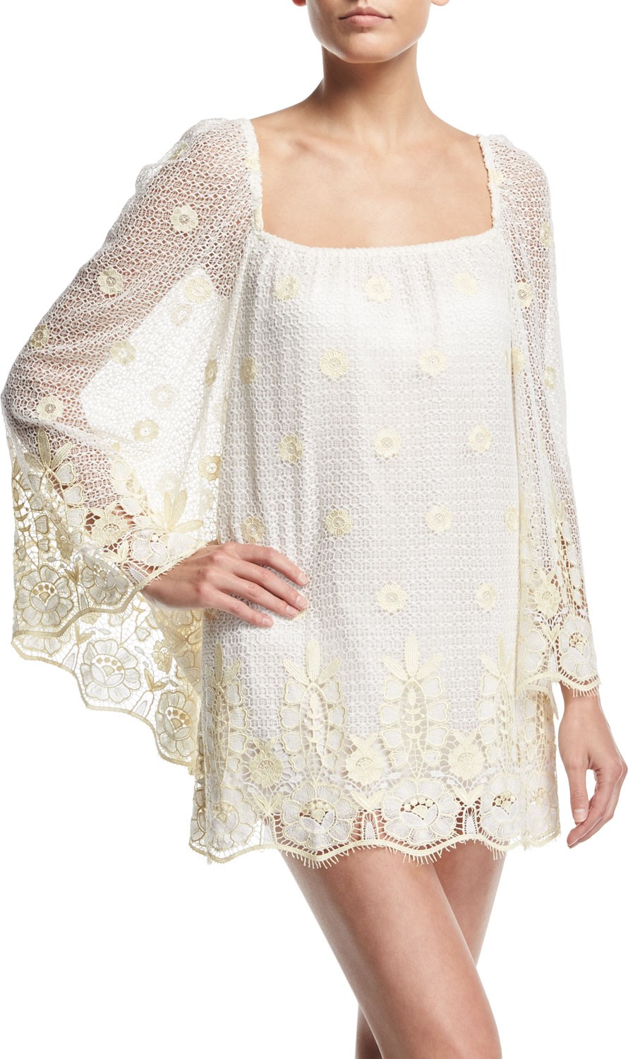 Miguelina Nicolette Sheer Lace Coverup Dress