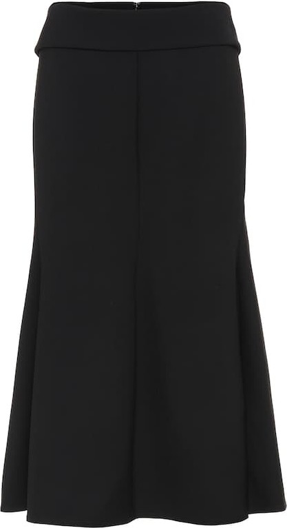 Victoria Beckham Chain-trimmed wool-crêpe midi skirt