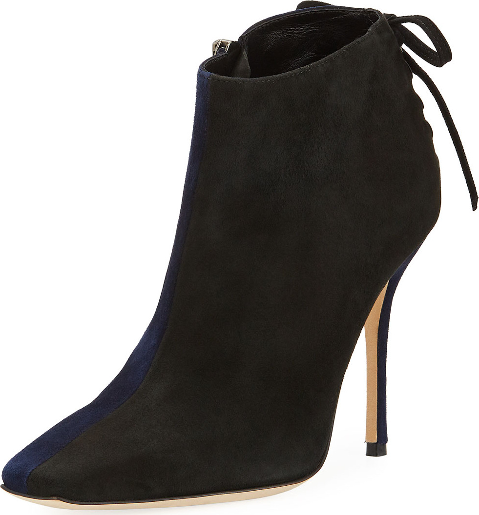 Manolo Blahnik Duskin Two-Tone Suede Booties