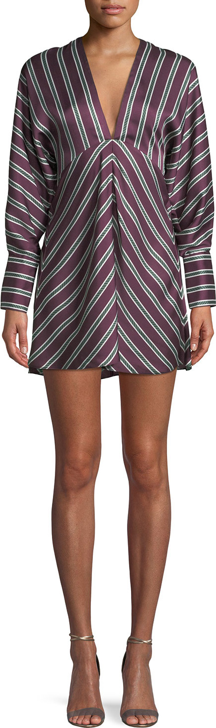 Alexis Tena Striped Plunging Empire Shift Dress