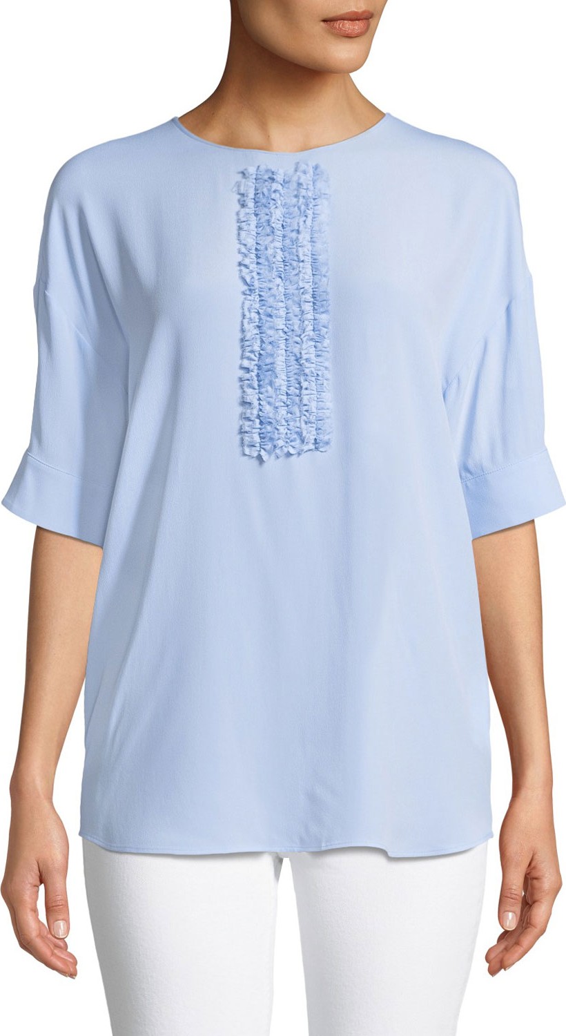 Nº21 Short Sleeve Top With Front Ruffle Detail