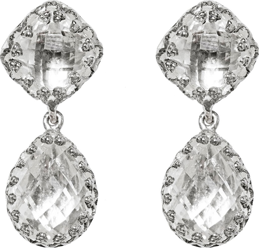 Larkspur & Hawk Jane Double-Drop Earrings with White Foil