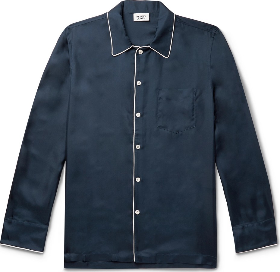 Sleepy Jones Henry Piped Silk-Twill Pyjama Shirt