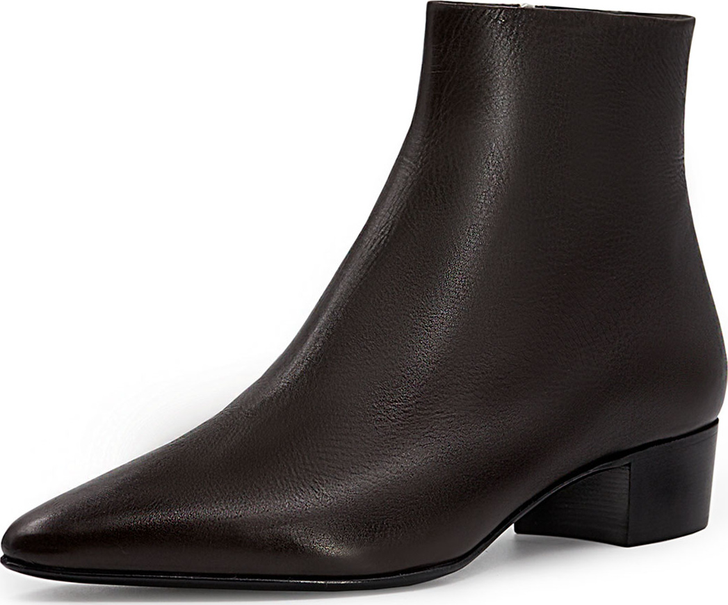 THE ROW Ambra Point-Toe Leather Ankle Boots