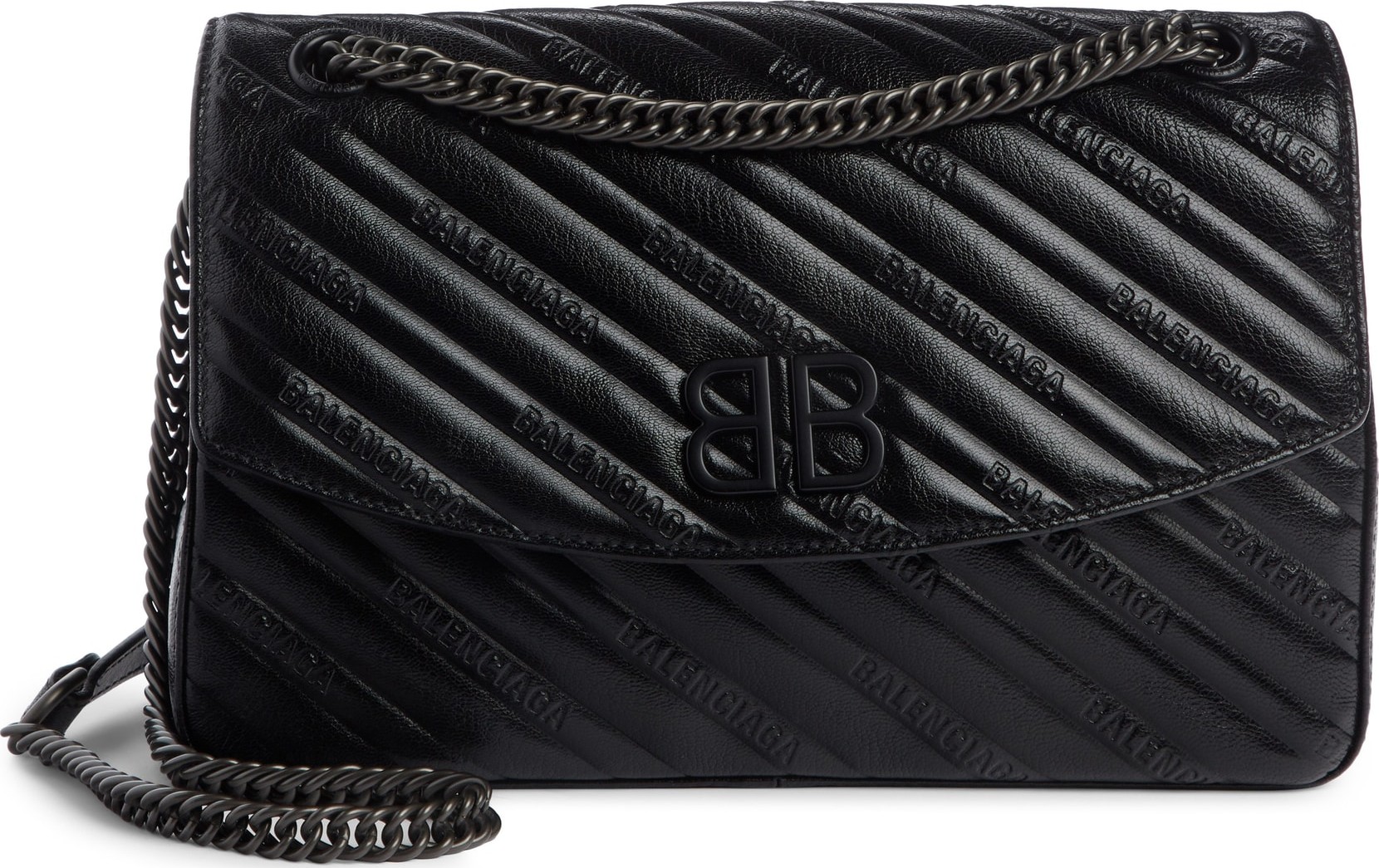 Balenciaga Medium BB Round Leather Shoulder Bag