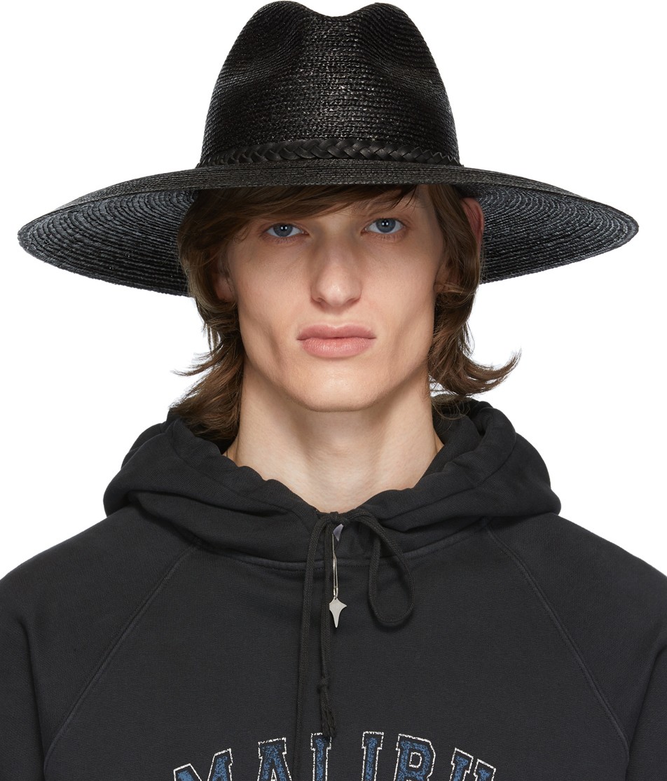 Saint Laurent Black Large Straw Hat
