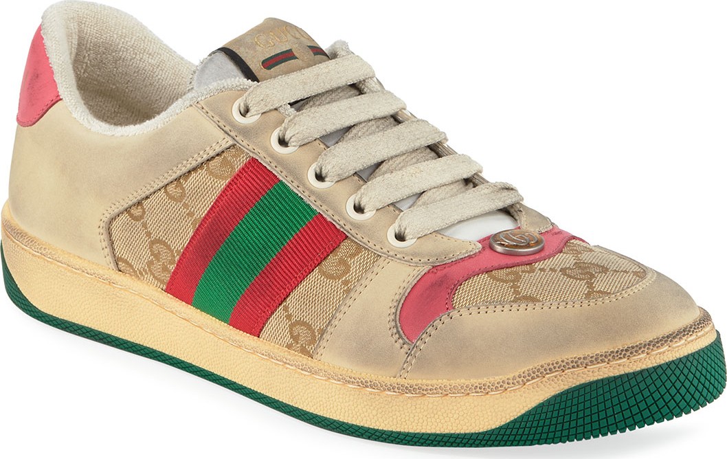 Gucci Screener Distressed Low-Top Sneakers