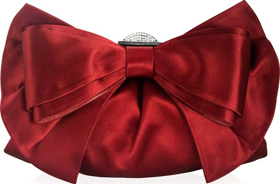 Judith Leiber Madison Satin Bow Evening Clutch Bag, Crimson