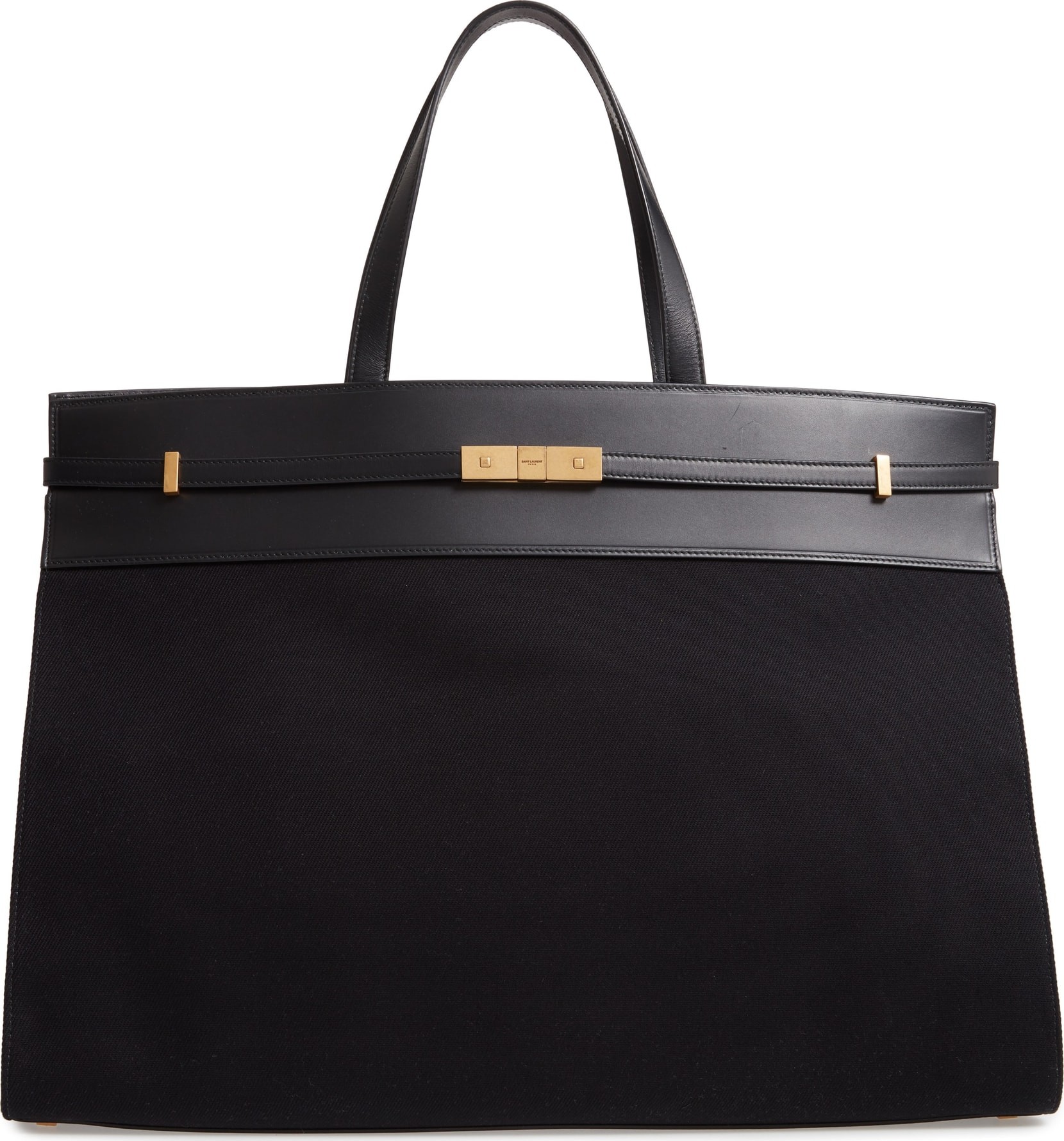 Saint Laurent Medium Manhattan Leather & Canvas Satchel