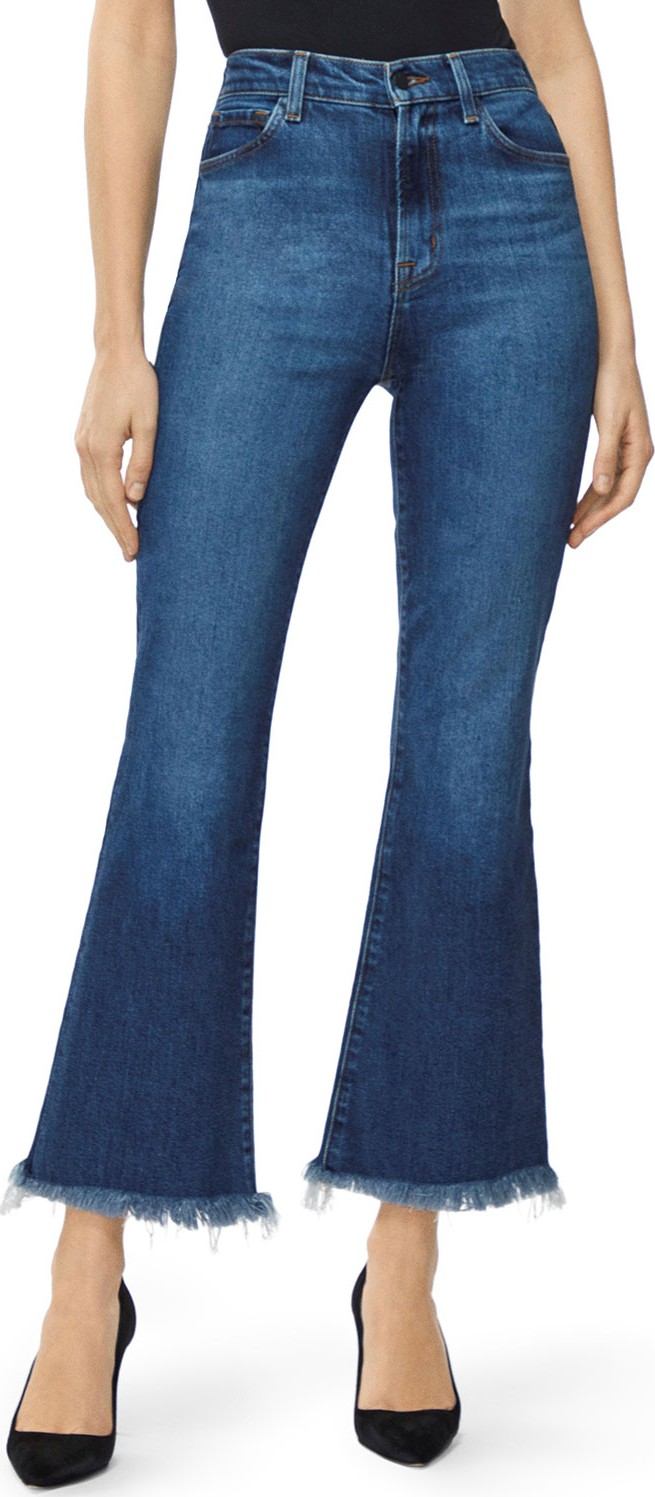 J BRAND Julia High-Rise Flare Jeans with Shredded Hem