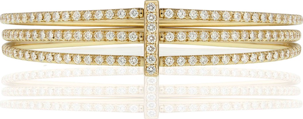 Carelle Moderne 18k Gold Three-Row Diamond Bangle