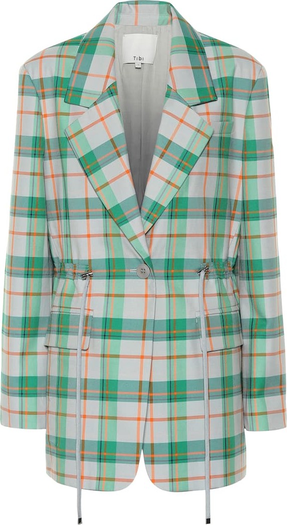 Tibi Plaid cotton-blend blazer
