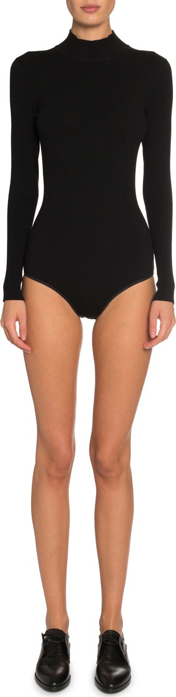 Alaïa Wool Long-Sleeve Turtleneck Bodysuit