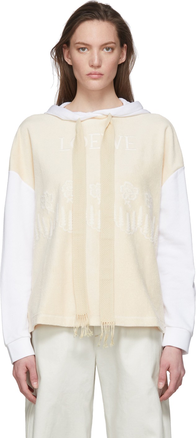 LOEWE Beige & White Embroidered Hoodie
