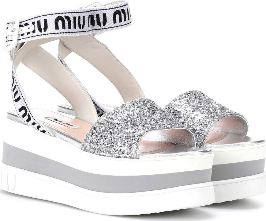 Miu Miu Glitter platform sandals