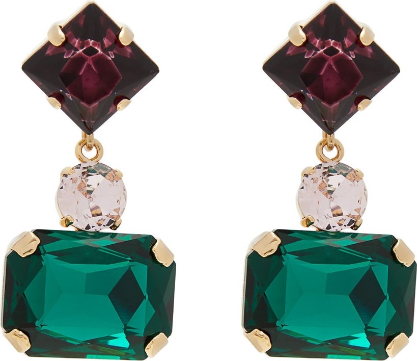 Erdem Multi-stone drop clip earrings