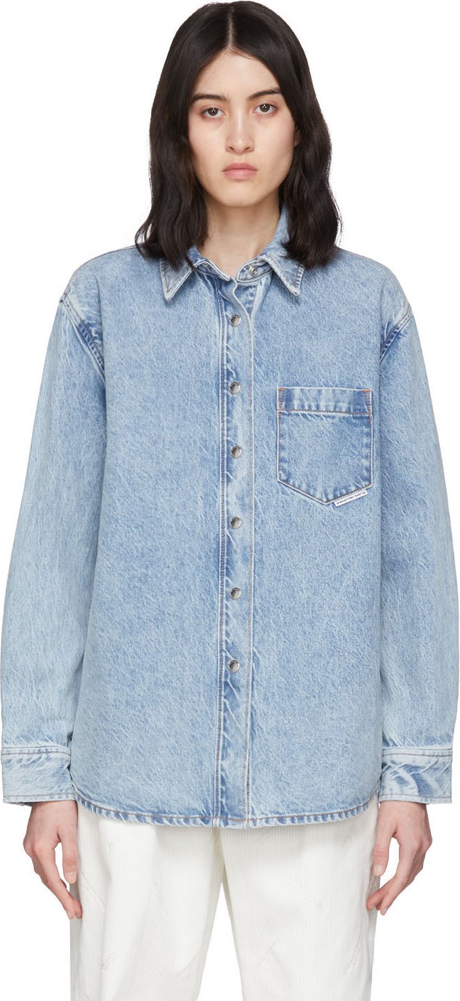 Alexander Wang Blue Denim Oversized Shirt