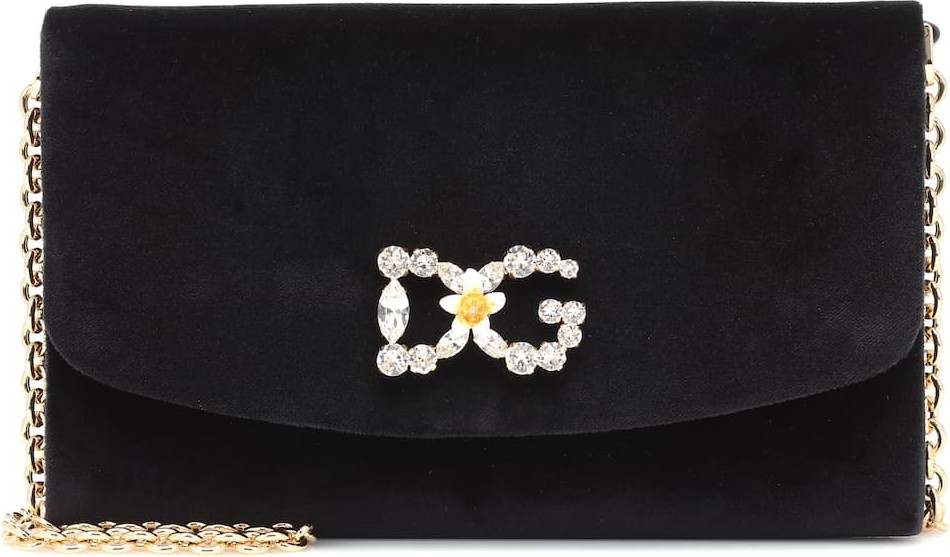 Dolce & Gabbana Embellished velvet shoulder bag