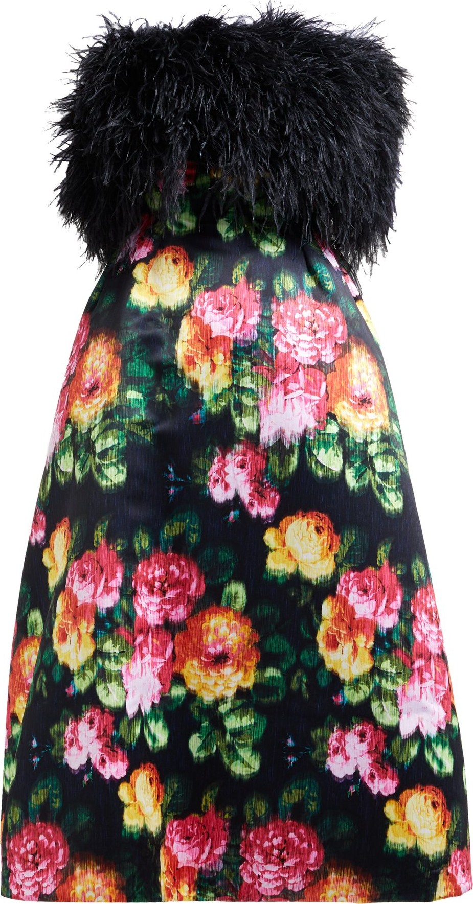 Richard Quinn Floral-print strapless satin midi dress