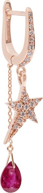 Diane Kordas 18kt rose-gold, diamond & ruby single earring