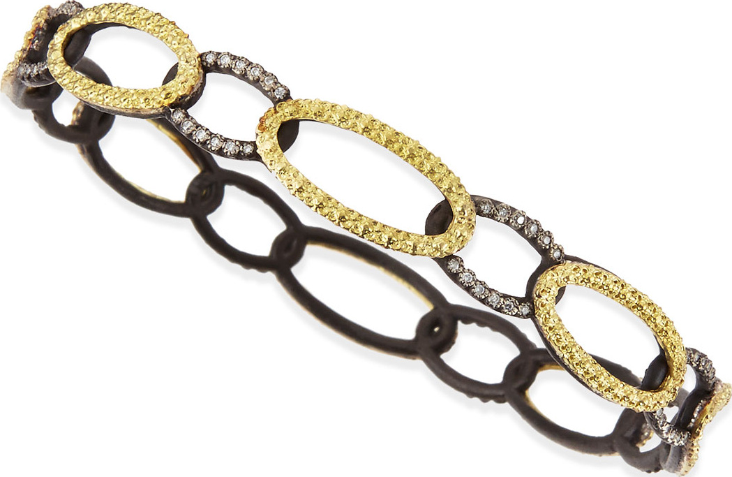 Armenta Midnight & Yellow Gold Circle Link Bangle with Diamonds