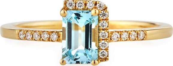 KALAN by Suzanne Kalan 14k Blue Topaz & Diamond Ring, Size 6.5