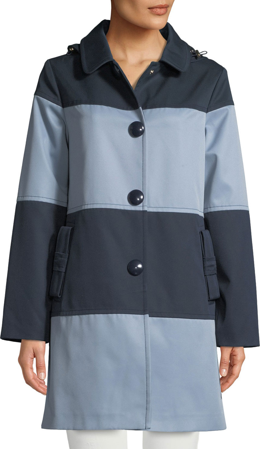Kate Spade New York rain mac colorblock jacket w/ hood