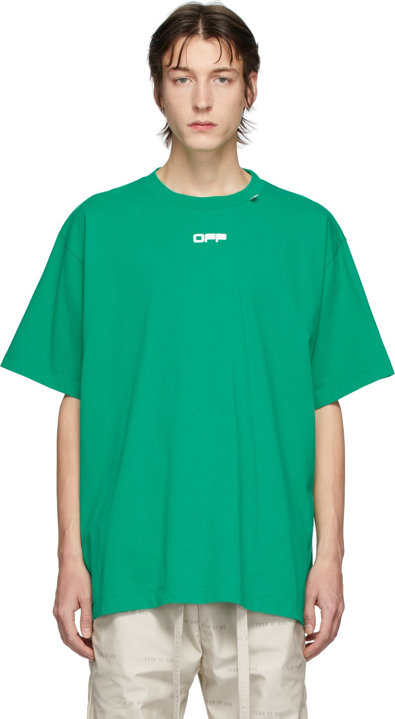 Off White Green Caravaggio Square Over T-Shirt