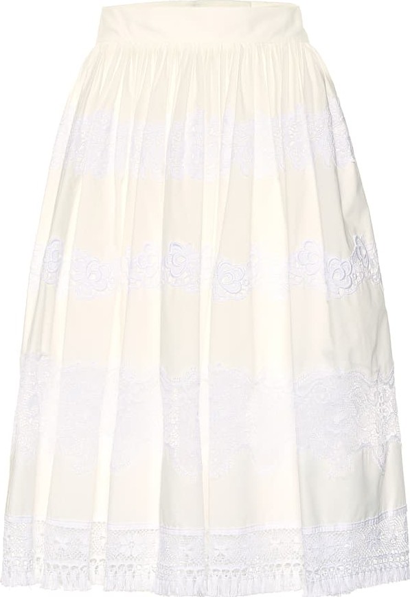 Dolce & Gabbana Lace-trimmed cotton-blend skirt