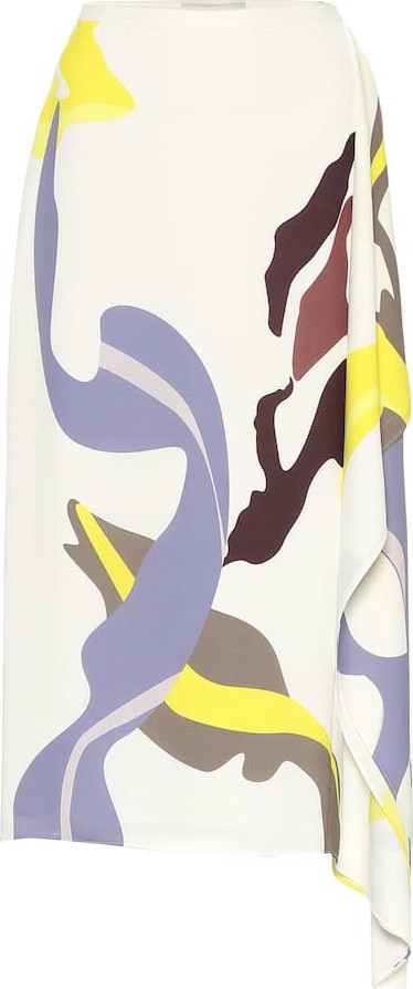 Tibi Printed crêpe midi skirt