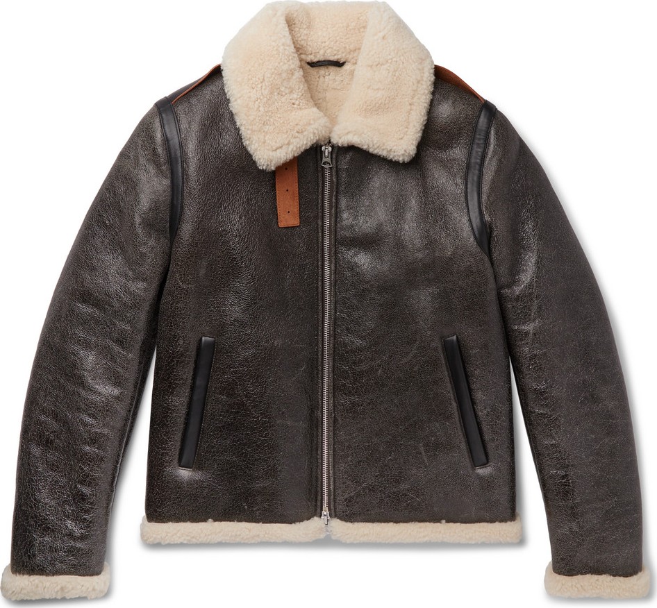 Acne Studios Shearling-Lined Textured-Leather Jacket