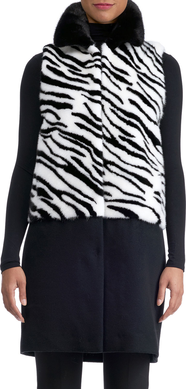 Gorski Mink Intarsia Vest with Wool Bottom