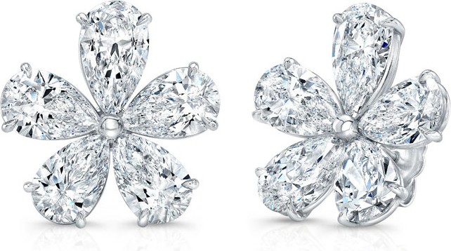 Norman Silverman 18k White Gold Diamond Flower Stud Earrings