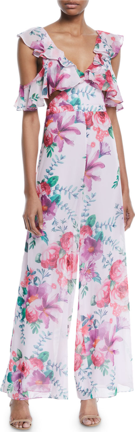 Fame and Partners The Yvette Draped Ruffle Jumpsuit