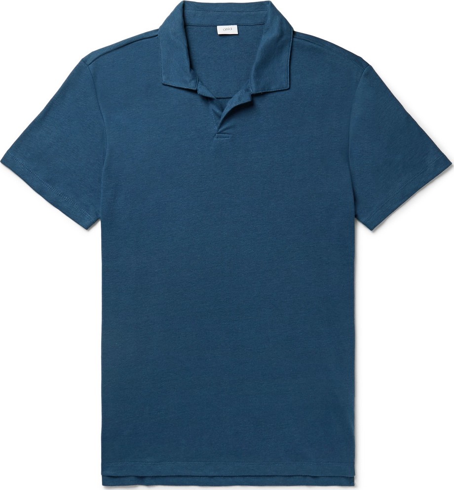 Onia Linen-Blend Jersey Polo Shirt