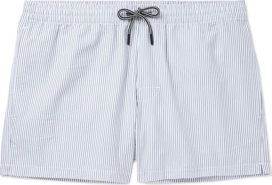 Club Monaco Arlen Mid-Length Striped Seersucker Swim Shorts