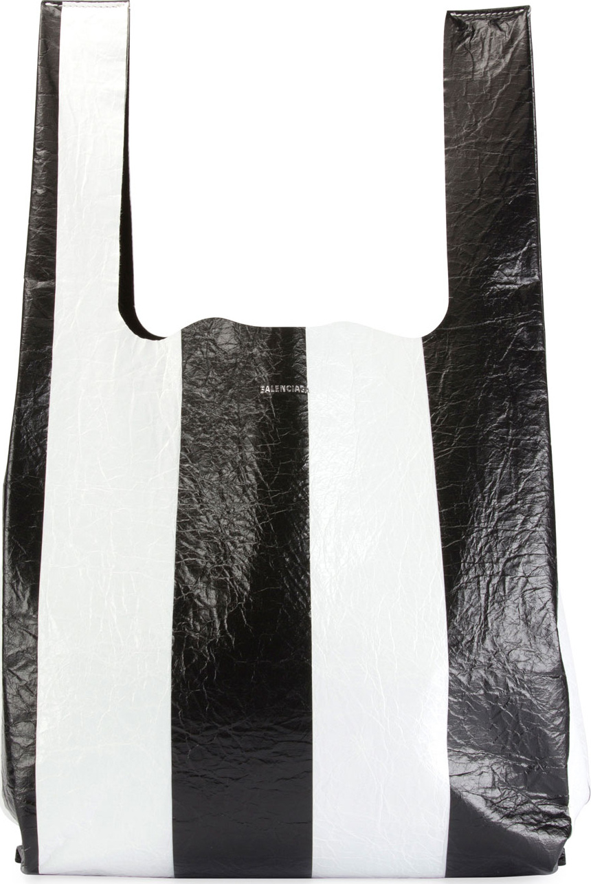 Balenciaga Supermarket Striped Shopper Hobo Bag