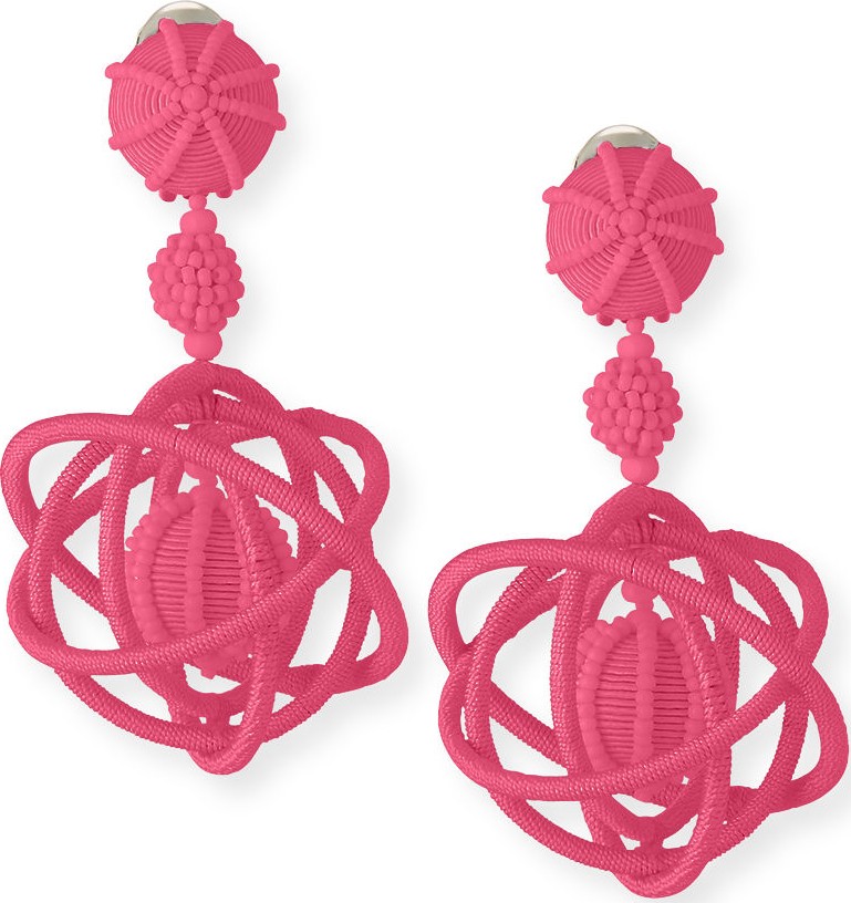 Oscar De La Renta Embroidered Globe Clip-On Earrings