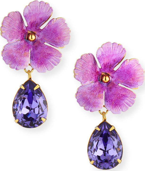 Jennifer Behr Lucia Flower & Crystal Drop Earrings