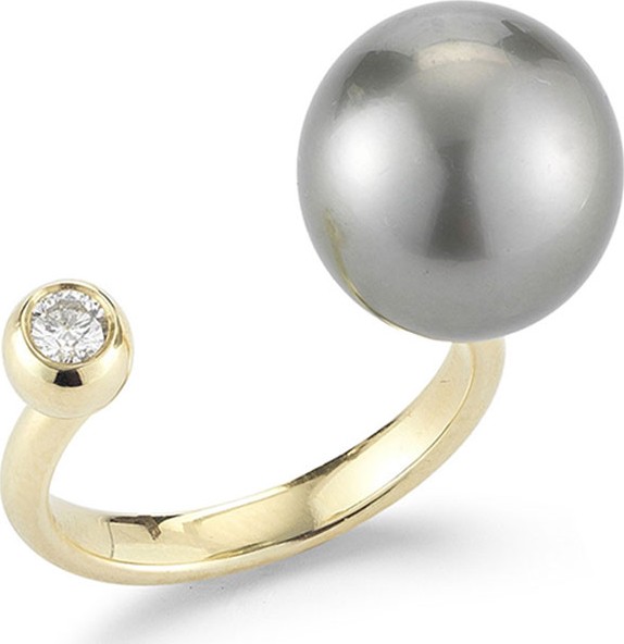 Mizuki Open Pearl & Diamond Ring