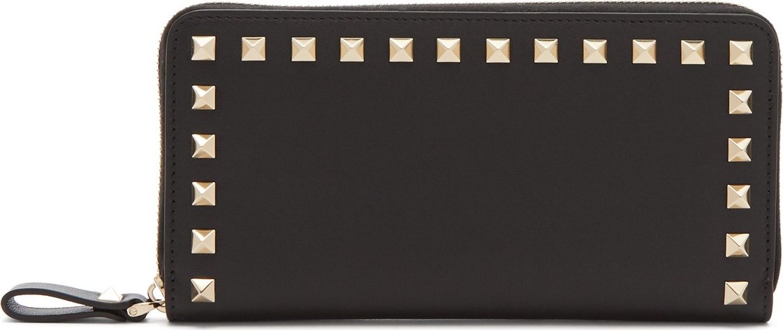 Valentino Rockstud ziparound leather wallet