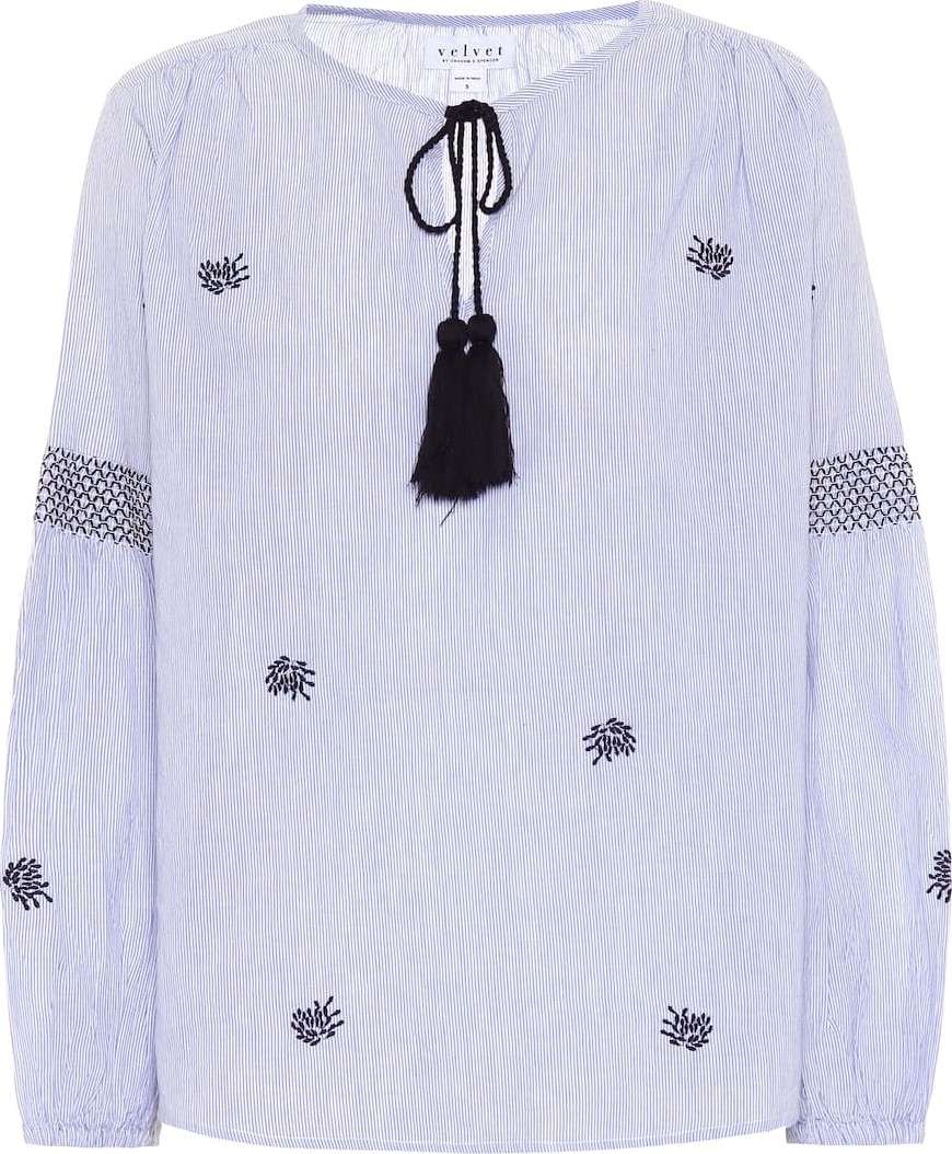 Velvet By Graham & Spencer Aimee embroidered cotton top