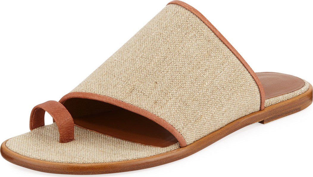 Vince Edan Flat Linen Slide Sandals