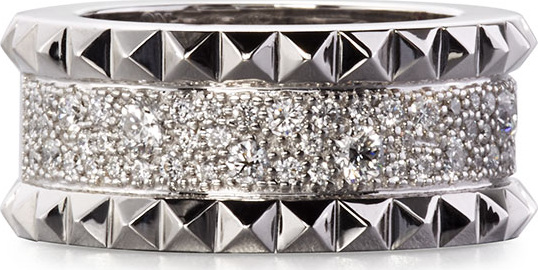 Roberto Coin ROBERTO COIN ROCK & DIAMONDS Slim 18K White Gold Ring, Size 6.5